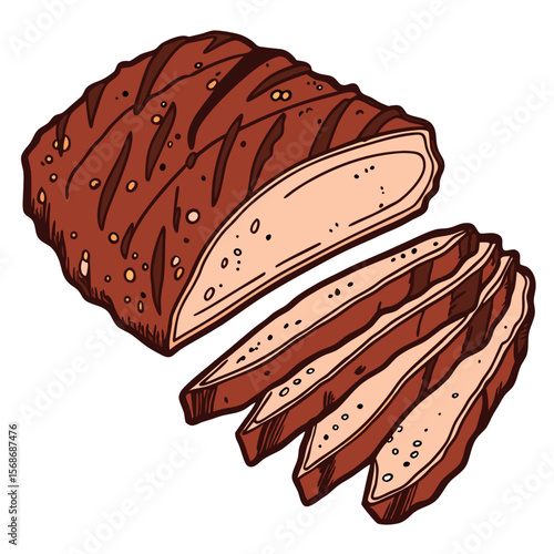 Smoked brisket slices with brown crust smoked meat