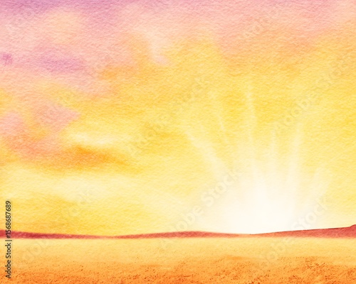 Warm sunset over a desert landscape.