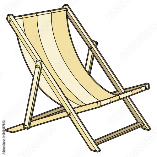 Striped beach chair wooden recliner