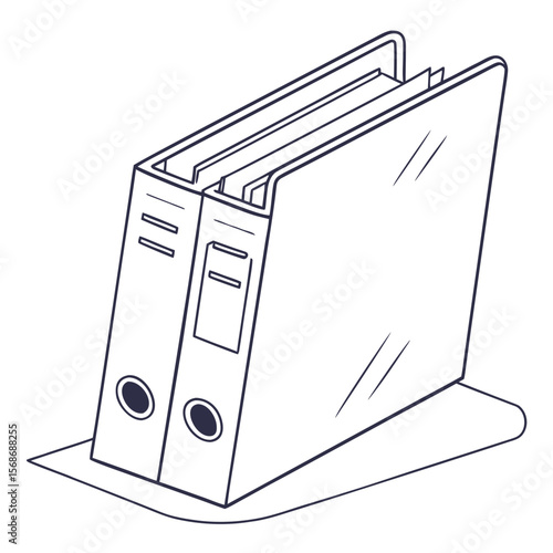 Two dark blue binders on white background office supplies