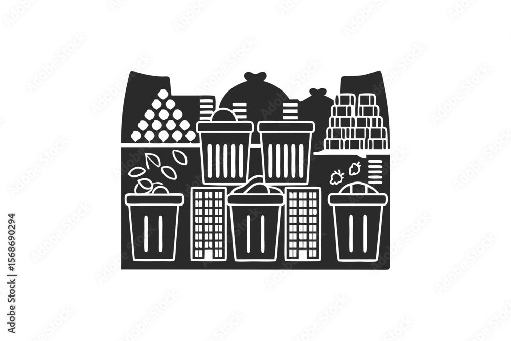 Fototapeta premium Waste Dump icon silhouette vector illustration