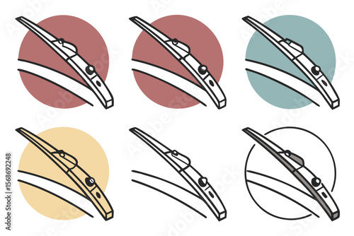 set of Windshield Wipers silhouette vector illustration