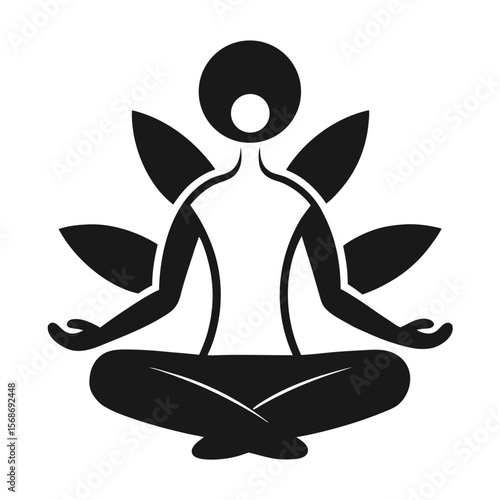 Monochromatic person in yoga pose medical icon design