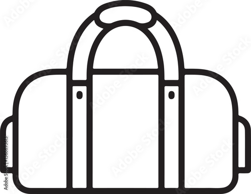 Black outline of a duffel bag with handles luggage travel bag