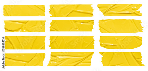 Set of vector yellow sticky note papers wrinkles,  Copy space stickers or patches for preview tags labels design