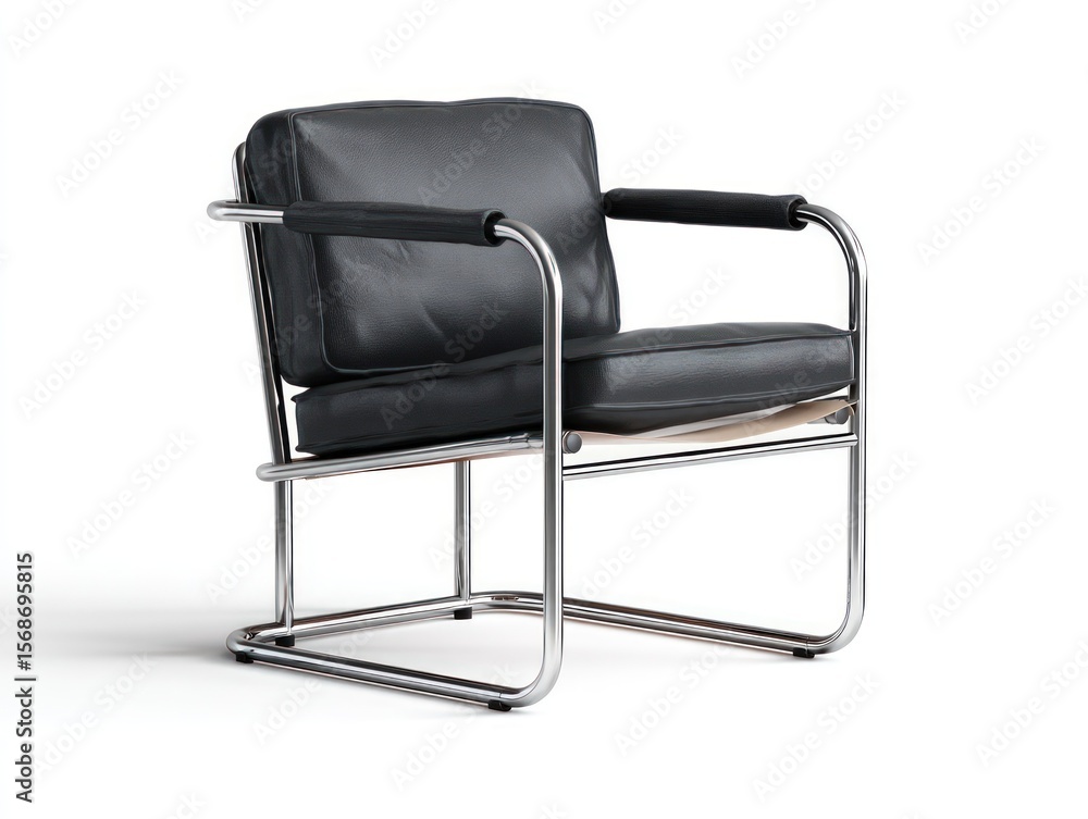 Modern Black Leather and Chrome Chair Modern Black Leather and Chrome Chair