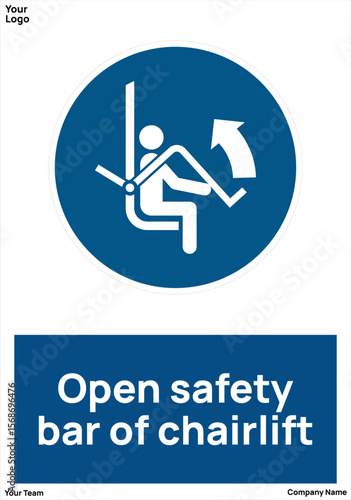 sign Open safety bar of chairlift