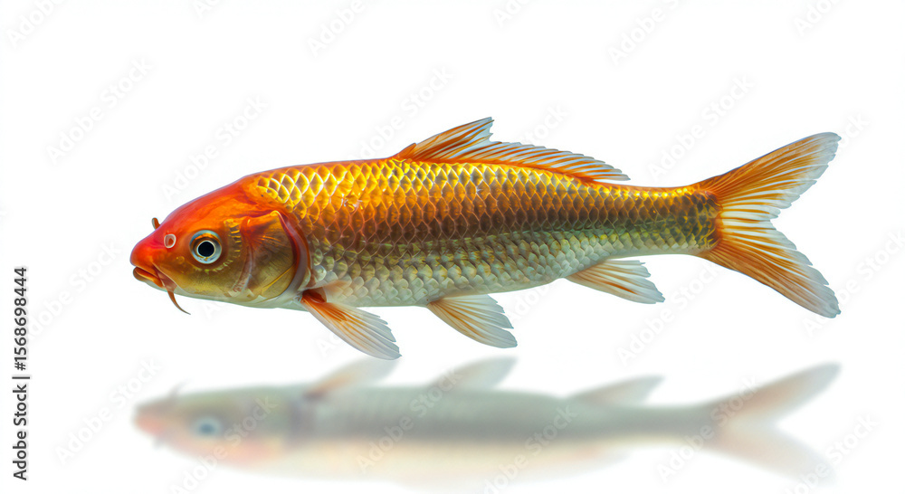 Fototapeta premium 32K Studio Macro Photo of Koi Fish Isolated on White Background