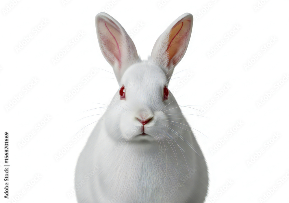 Ultra-Realistic White Albino Rabbit Portrait Collection on White Background Ultra-Realistic White Albino Rabbit Portrait Collection on White Background