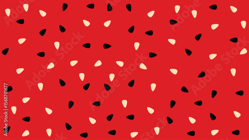 Watermelon texture or pulp with abstract black and white on red background vector illustration