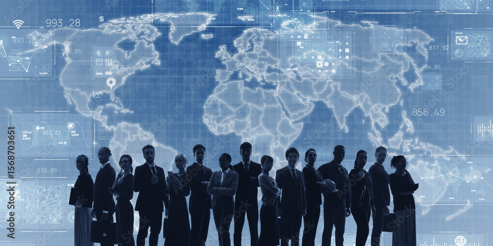 © metamorworks - World map and people of different nationalities. Wide angle visual for banners or advertisements. © metamorworks - World map and people of different nationalities. Wide angle visual for banners or advertisements.