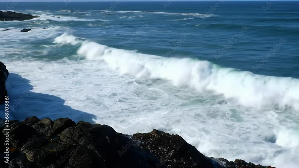 Powerful ocean waves crashing rocks Powerful ocean waves crashing rocks