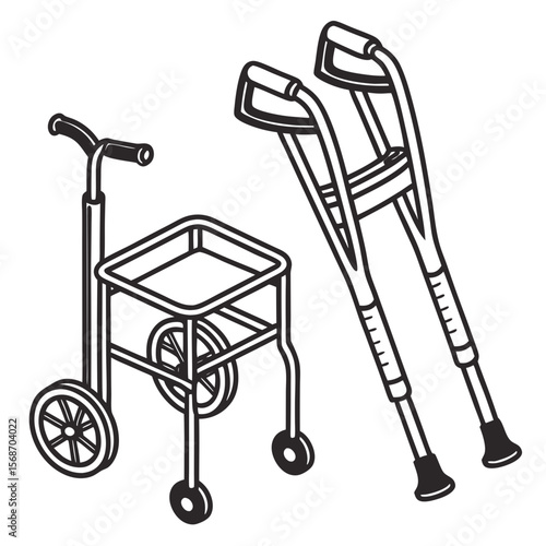 Crutches and walker aid equipment mobility aid assistive device