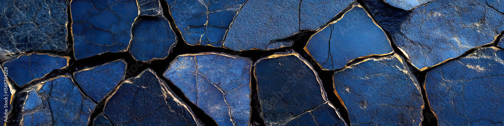 Fototapeta premium Fractured Dark Blue Stone Surface