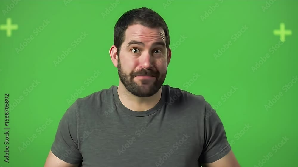 Smiling man on green screen background for visual effects and advertising Smiling man on green screen background for visual effects and advertising