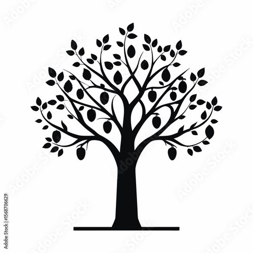 Mango Tree vector silhouette illustration isolated on white background