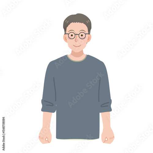 カジュアルな服装の眼鏡の男性