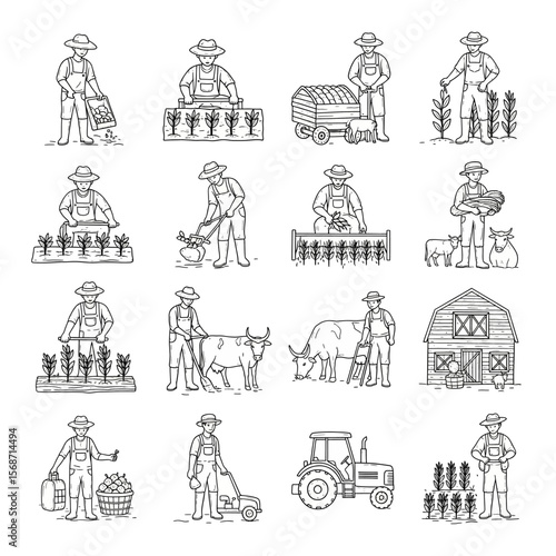 doodle icon illustration of farmer 