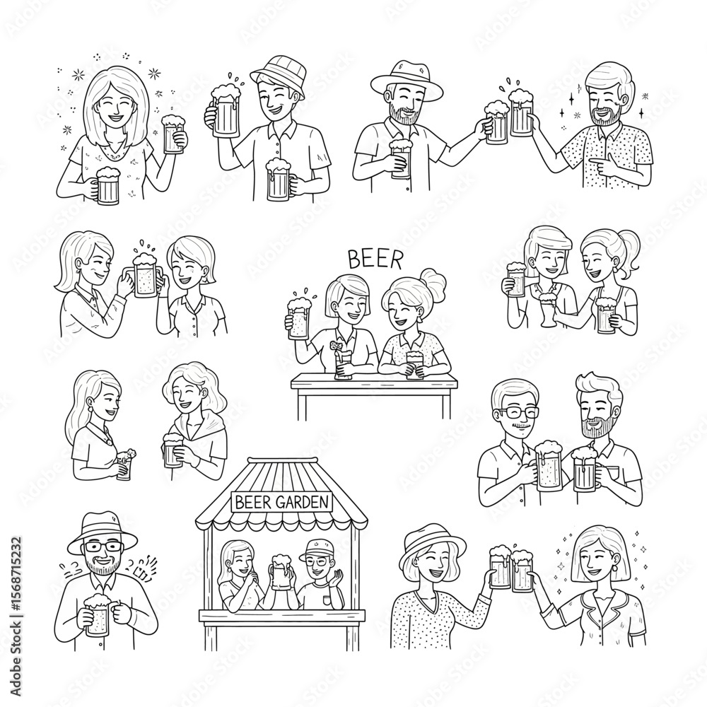 doodle icon illustration of beer lover doodle icon illustration of beer lover