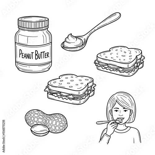 doodle icon illustration of peanut butter sandwich 