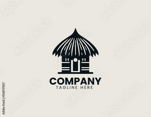 Traditional black African hut with thatched roof and small entrance. Cultural architecture concept
