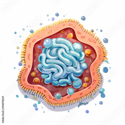 Detailed Illustration of a Cell's Internal Structures and Organelles
