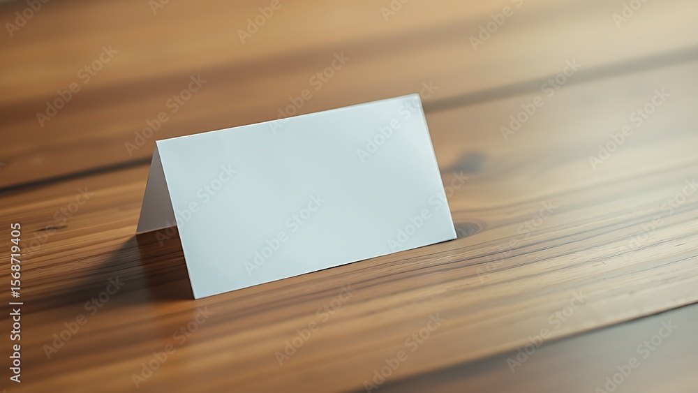 A blank notecard placed on a wooden desk with soft diffused lighting and shallow focus. A blank notecard placed on a wooden desk with soft diffused lighting and shallow focus.