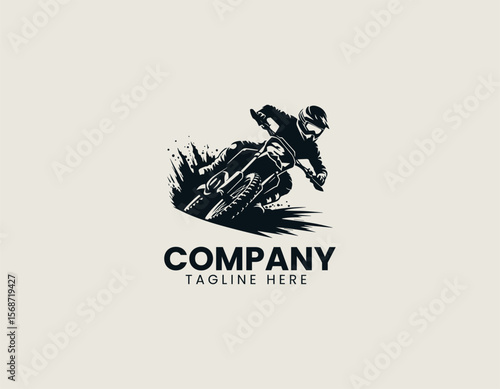 Dynamic Motocross Rider Adrenaline Rush Extreme Off-Road Action Vector Logo Design