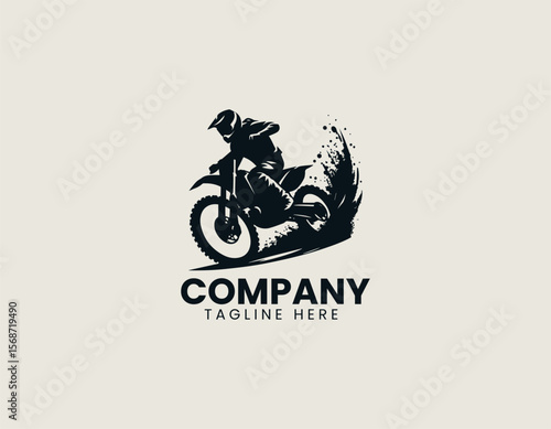 Dynamic Motocross Rider Adrenaline Rush Extreme Off-Road Action Vector Logo Design