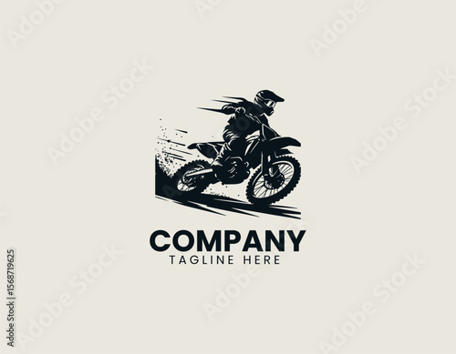 Dynamic Motocross Rider Adrenaline Rush Extreme Off-Road Action Vector Logo Design