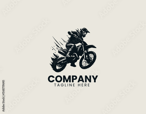 Dynamic Motocross Rider Adrenaline Rush Extreme Off-Road Action Vector Logo Design