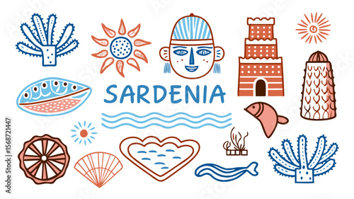 Playful Sardinia Elements Sketchbook Collage