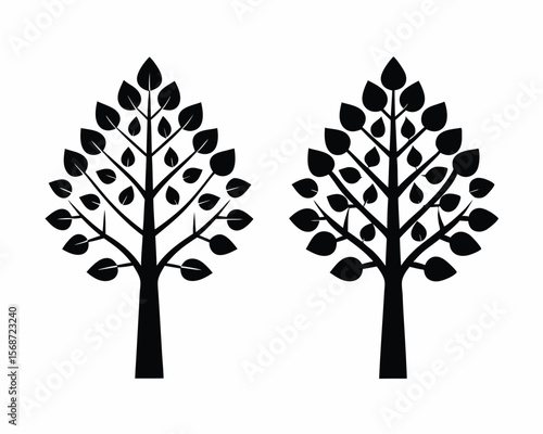 Poplar tree vector silhouette illustration isolated on white background