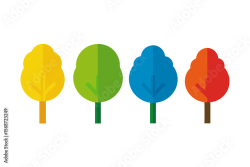 set of Poplar tree icon vector silhouette illustration isolated on white background