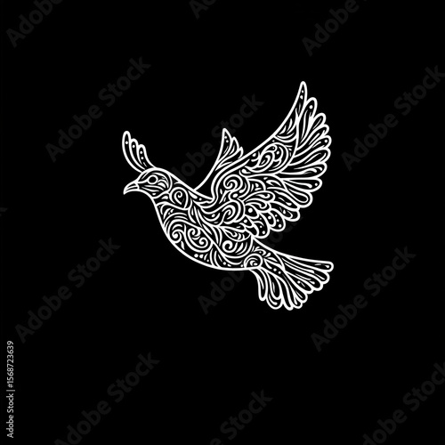 Ornate bird in flight, intricate design (1)