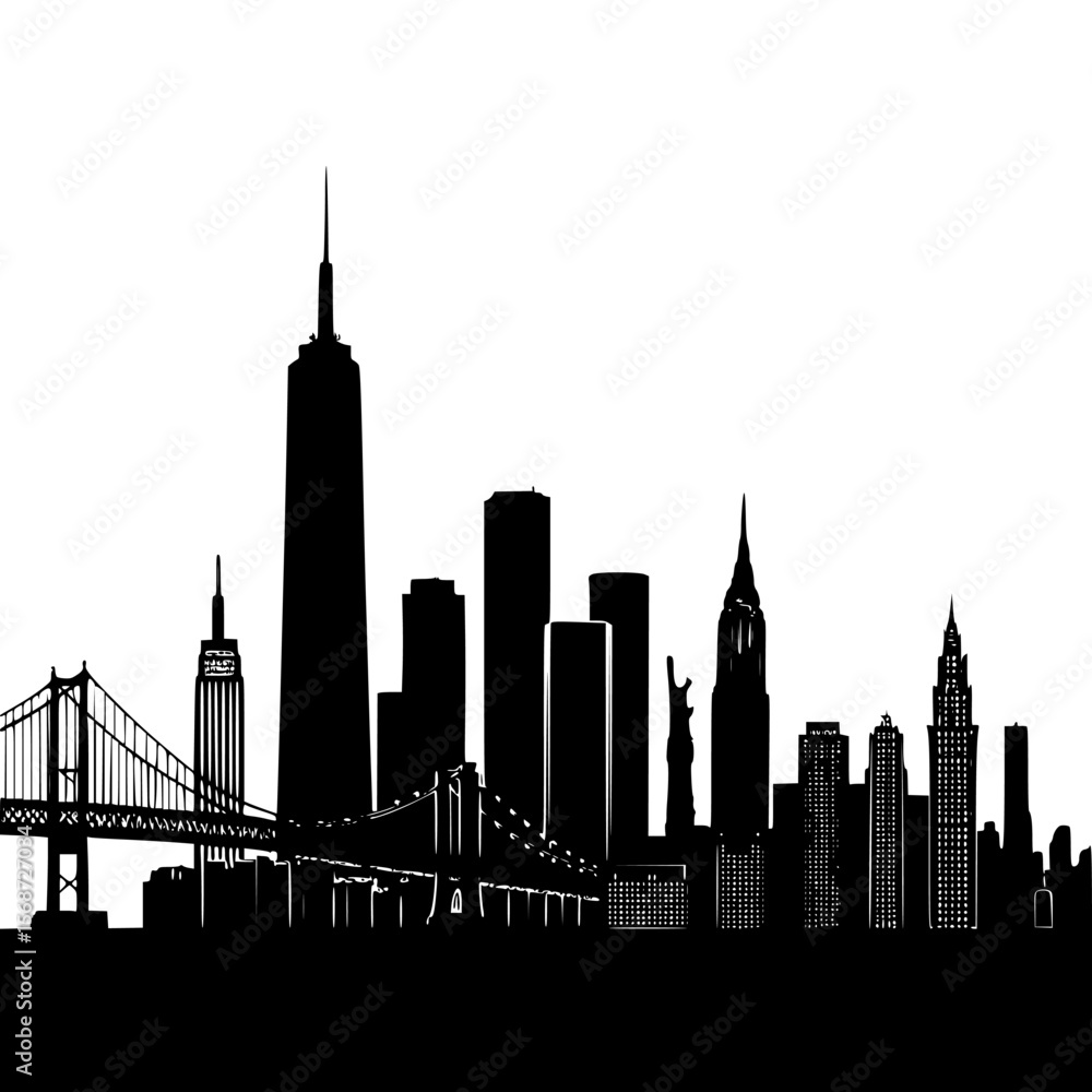 Obraz premium city skyline silhouette vector illustration