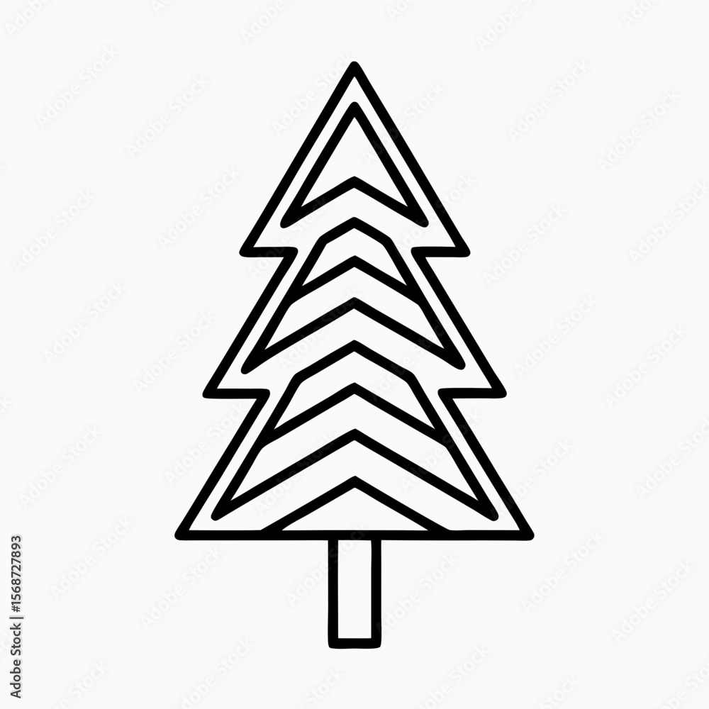 Geometric Outline of a Christmas Tree for Holiday Graphics, Seasonal Designs, Invitations, Decorations, and Social Media Posts Geometric Outline of a Christmas Tree for Holiday Graphics, Seasonal Designs, Invitations, Decorations, and Social Media Posts