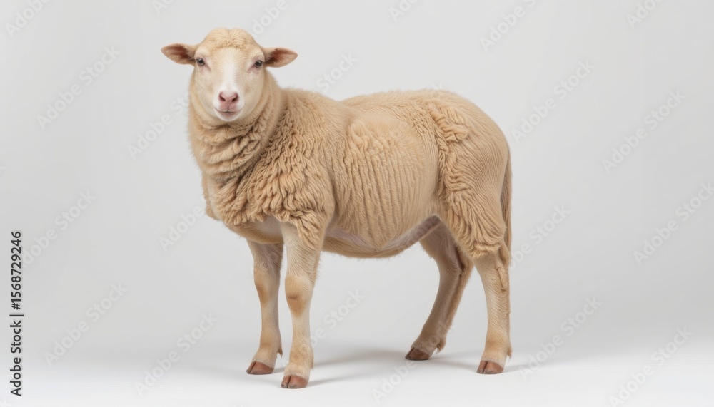 Fototapeta premium Sheep grazing in a tranquil pasture farm setting animal photography natural environment close-up view livestock concept