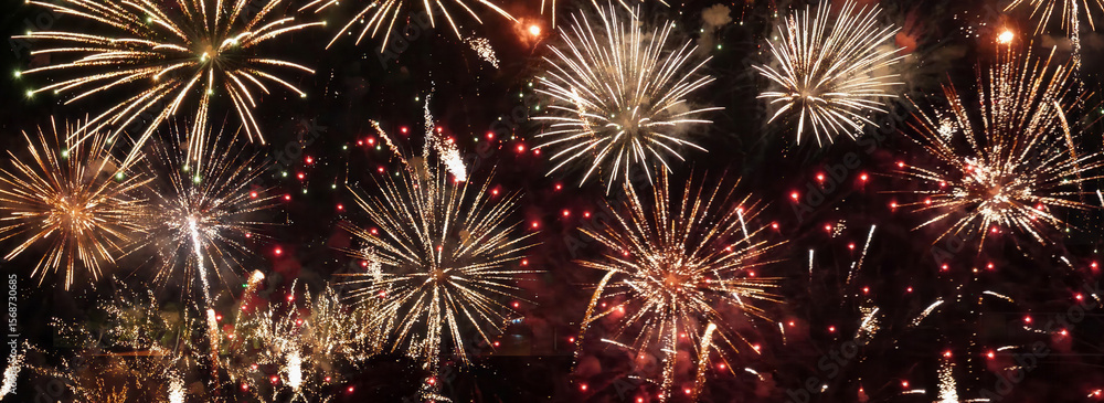Banner Golden Firework celebrate anniversary independence day night time celebrate national holiday. Countdown 2025 party time event. Happy new year 2025 4th of july holiday festival with copy space Banner Golden Firework celebrate anniversary independence day night time celebrate national holiday. Countdown 2025 party time event. Happy new year 2025 4th of july holiday festival with copy space