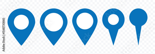 Location map pin icon set. Map navigation line style symbol. Gps location sign. Modern map markers. Navigation, Geo location point. Vector illustration