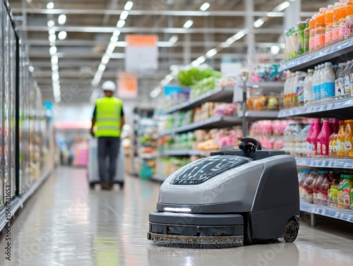 Wallpaper Mural Automated floor cleaner in a grocery store Torontodigital.ca