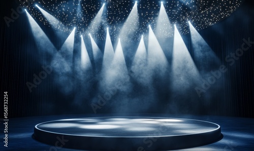 Empty stage lit by spotlights (1)