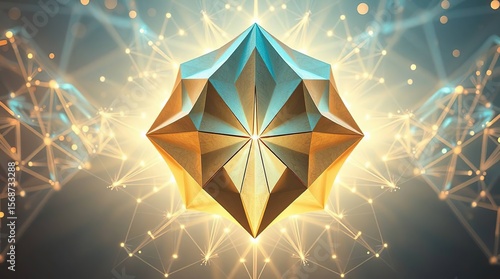 Ethereal origami diamond light aura art