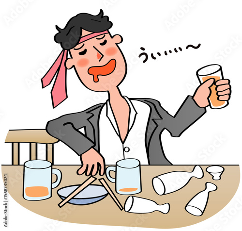 飲み過ぎで気持ち悪くなった酔っ払い（泥酔）の男の人