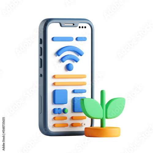 Smartphone with Wireless Connection and Growth Concept