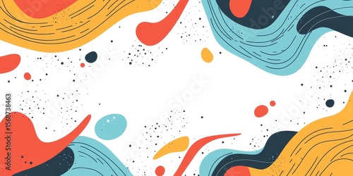 Abstract colorful background with wavy shapes and copy space.