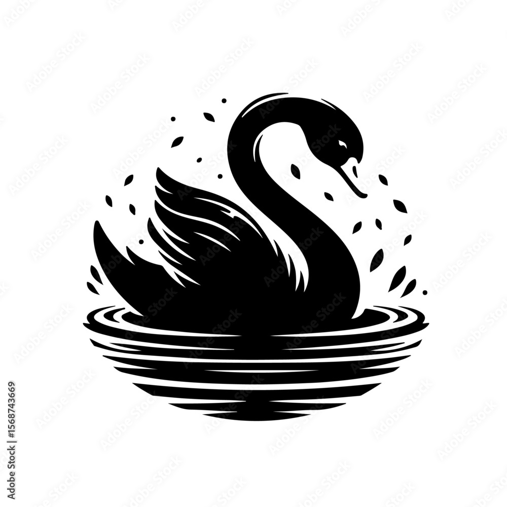 Obraz premium swan silhouette , swan vector
