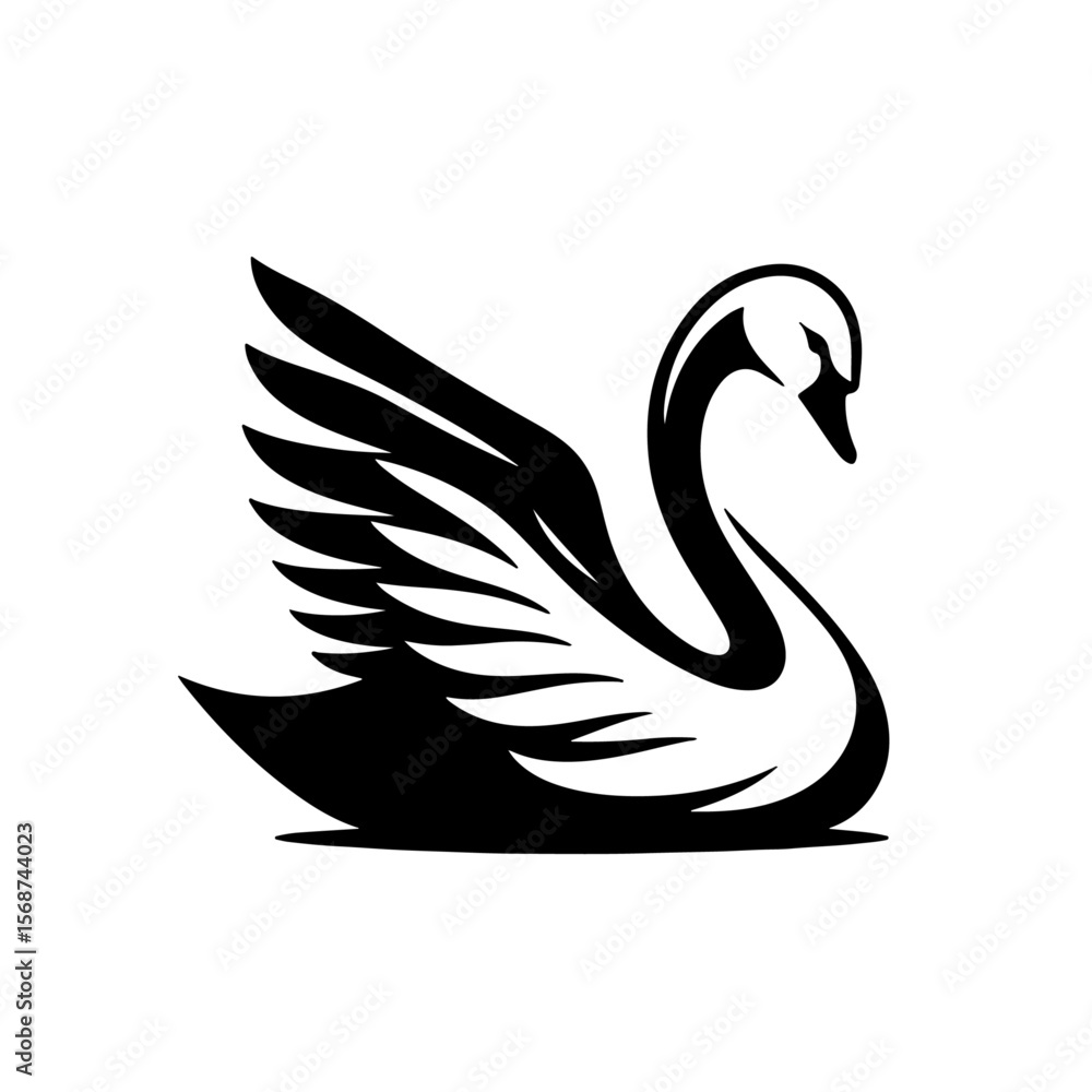 Obraz premium swan silhouette , swan vector