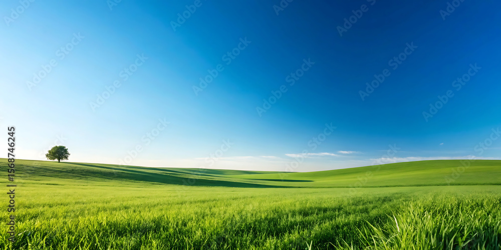 Fototapeta premium green field and blue sky