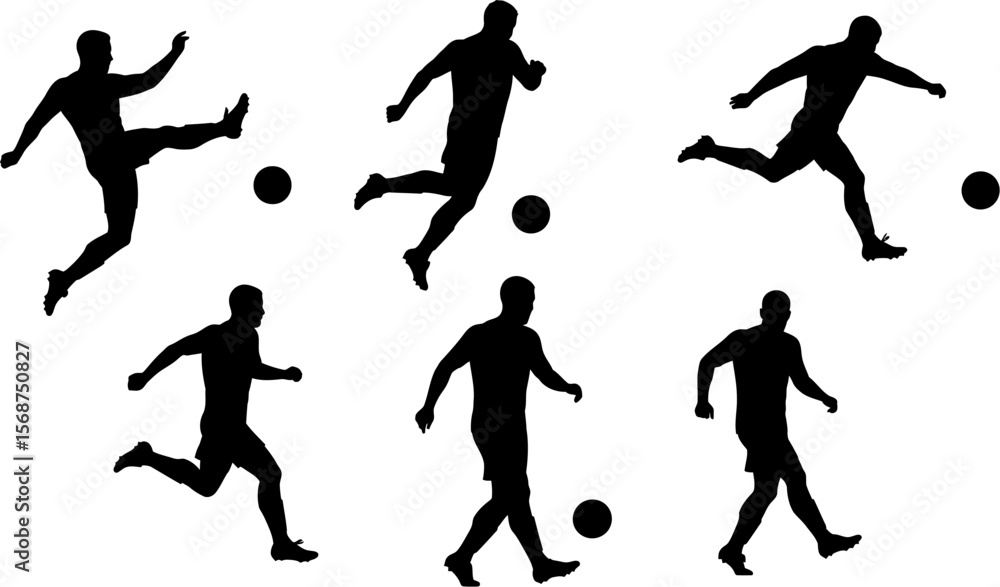 custom made wallpaper toronto digitalSoccer players silhouettes vector illustration football game action poses sport athlete competition
